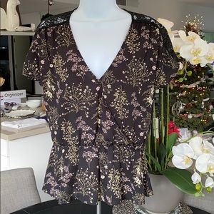 Floral blouse with flair bottom